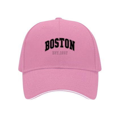 Retro BOSTON EST.1997 White Sandwich Brim Baseball Cap College Vibe Hat