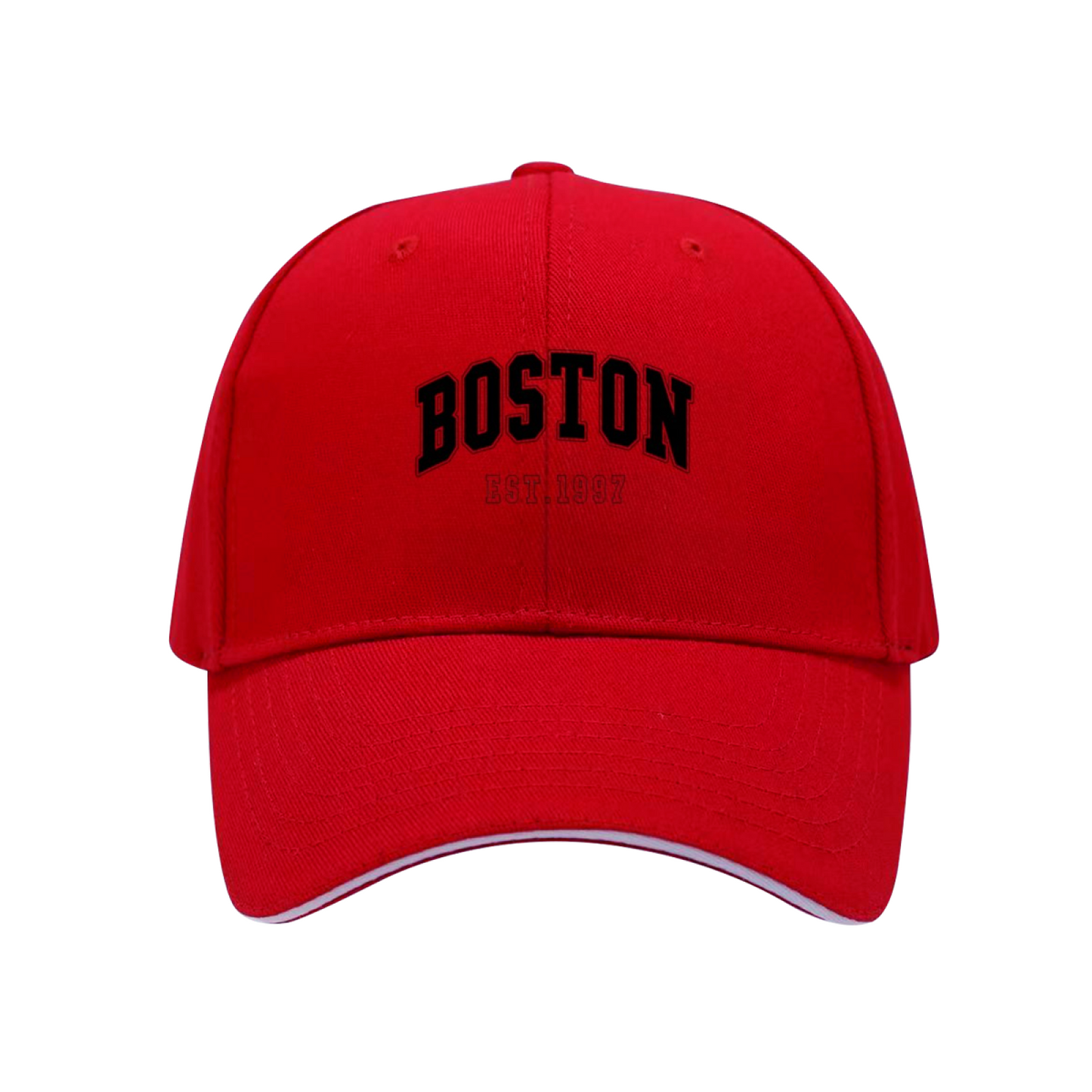 Retro BOSTON EST.1997 White Sandwich Brim Baseball Cap College Vibe Hat