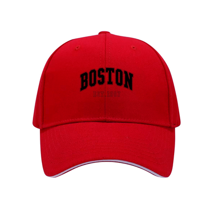 Retro BOSTON EST.1997 White Sandwich Brim Baseball Cap College Vibe Hat