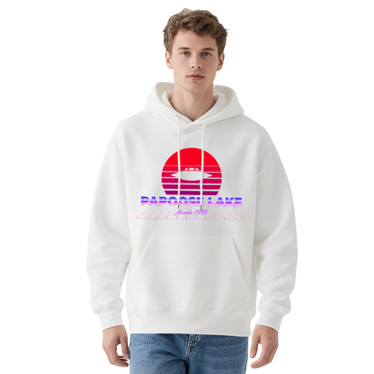 Retro Papoose Lake Nevada 1950 UFO Graphic White Hoodie, Soft & Cozy, Unisex