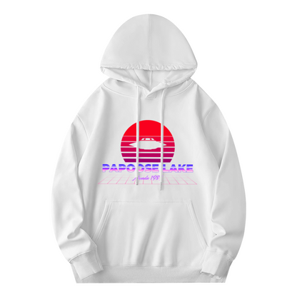 Retro Papoose Lake Nevada 1950 UFO Graphic White Hoodie, Soft & Cozy, Unisex