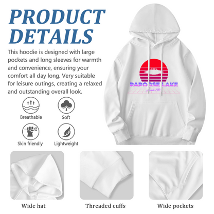 Retro Papoose Lake Nevada 1950 UFO Graphic White Hoodie, Soft & Cozy, Unisex