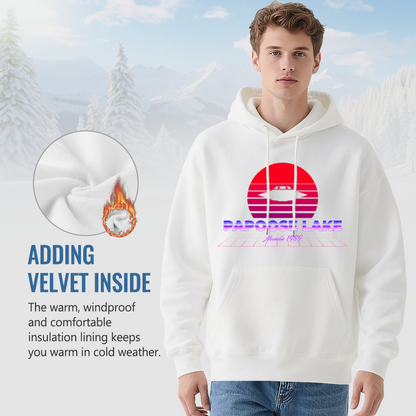 Retro Papoose Lake Nevada 1950 UFO Graphic White Hoodie, Soft & Cozy, Unisex