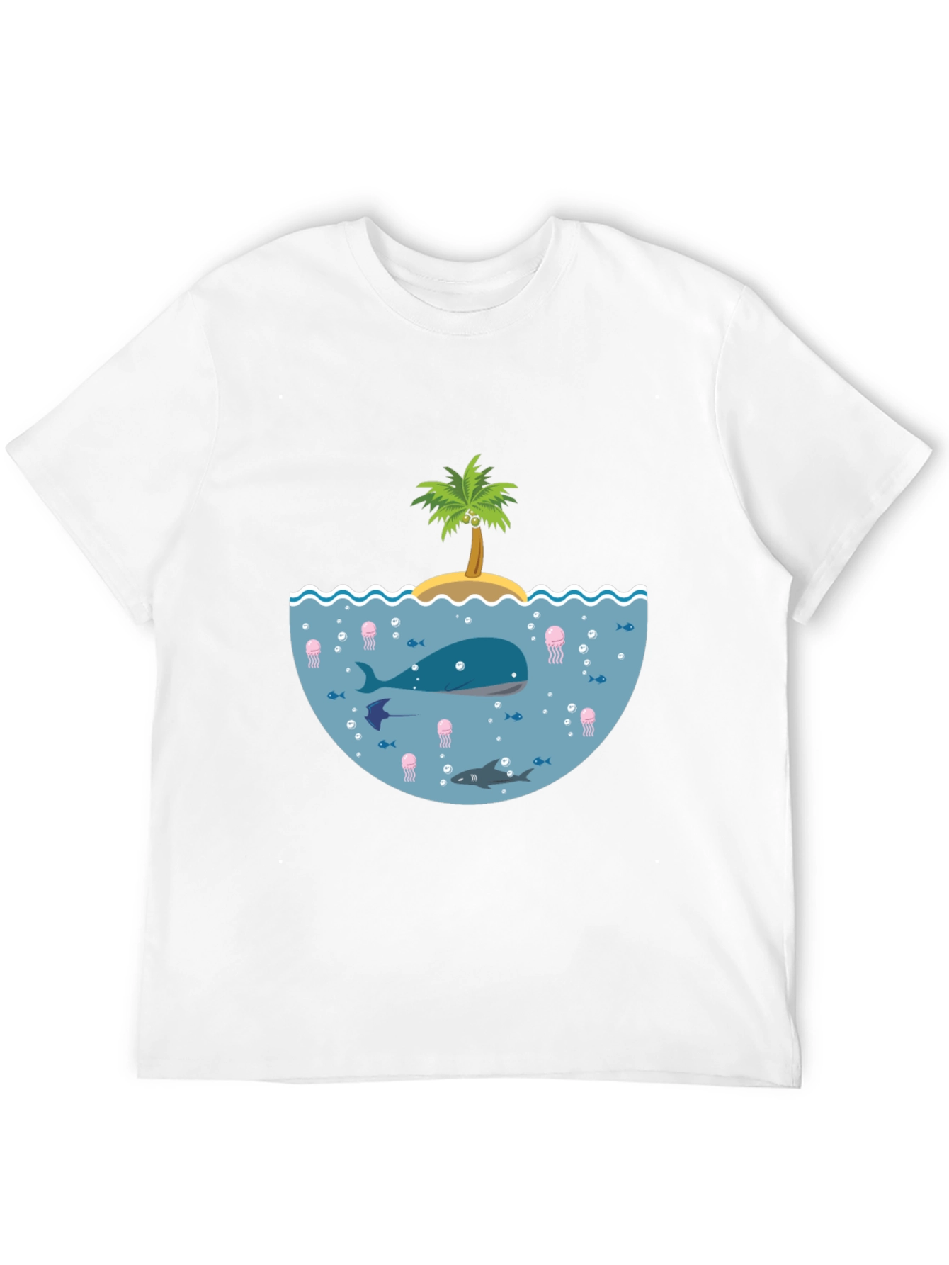 Ocean Life Graphic Tee - Black Cotton T-Shirt