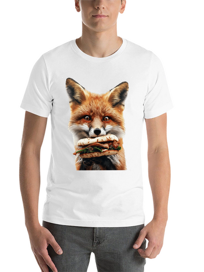 Fox Eating Sandwich Graphic T-Shirt