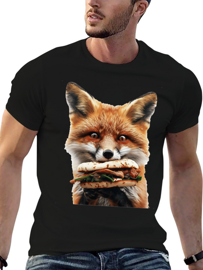 Fox Eating Sandwich Graphic T-Shirt