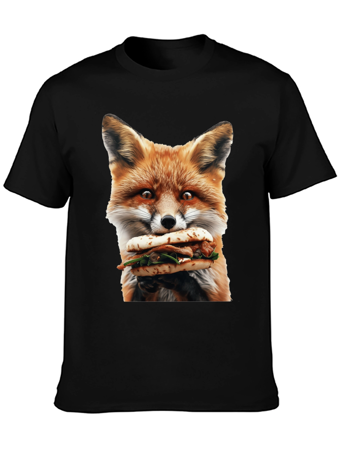 Fox Eating Sandwich Graphic T-Shirt
