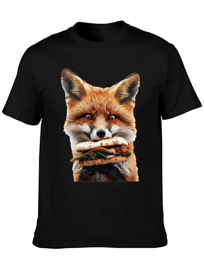Fox Eating Sandwich Graphic T-Shirt