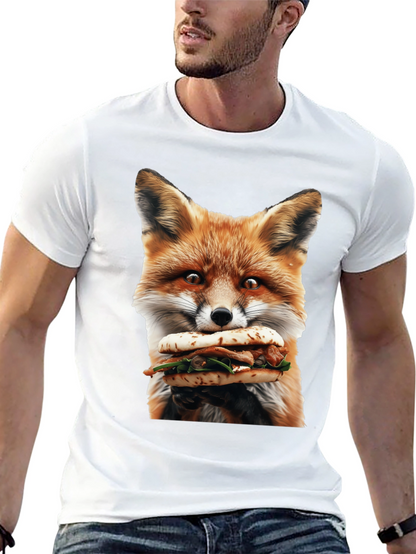 Fox Eating Sandwich Graphic T-Shirt