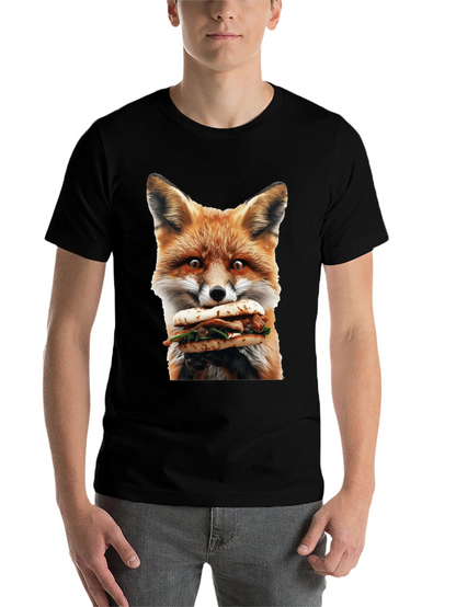 Fox Eating Sandwich Graphic T-Shirt