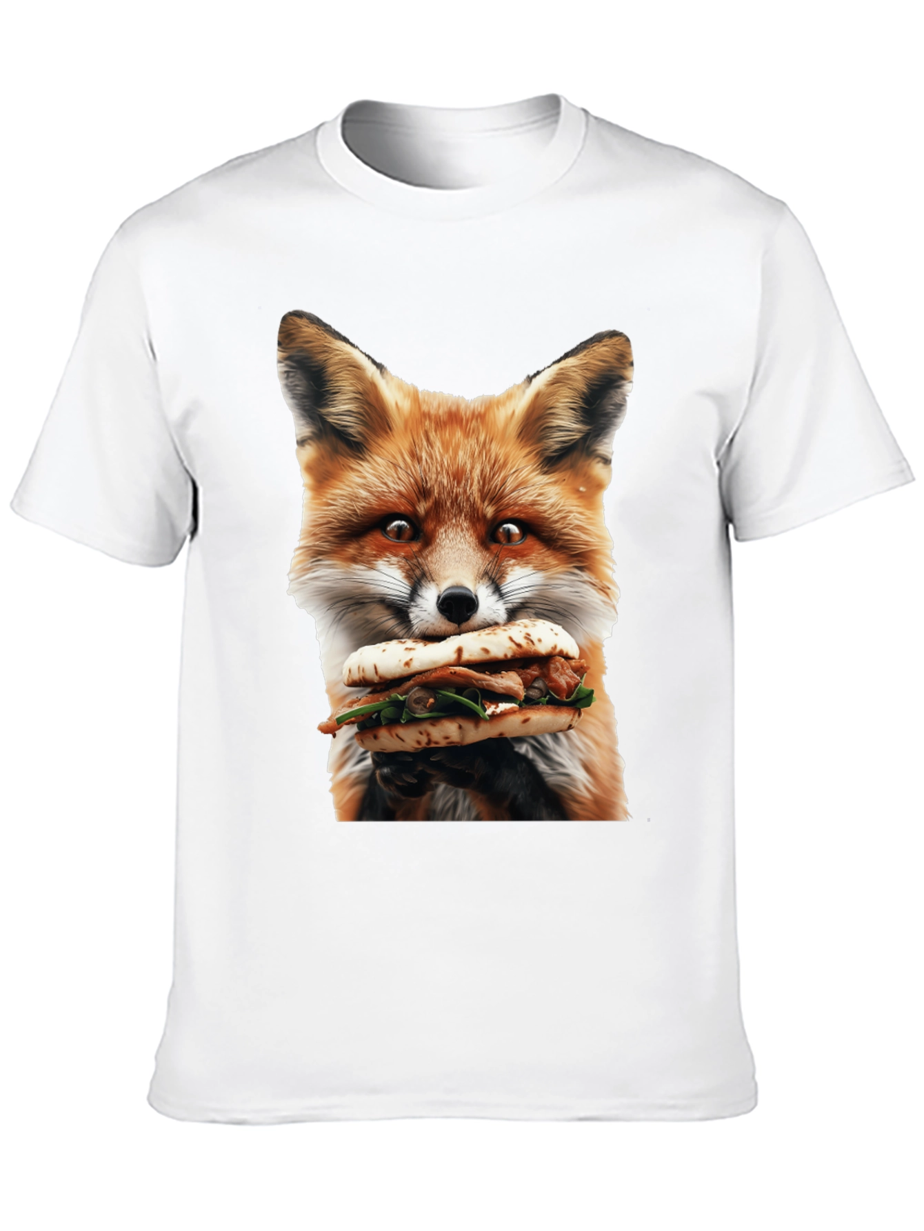 Fox Eating Sandwich Graphic T-Shirt