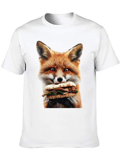 Fox Eating Sandwich Graphic T-Shirt