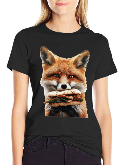 Fox Eating Sandwich Graphic T-Shirt