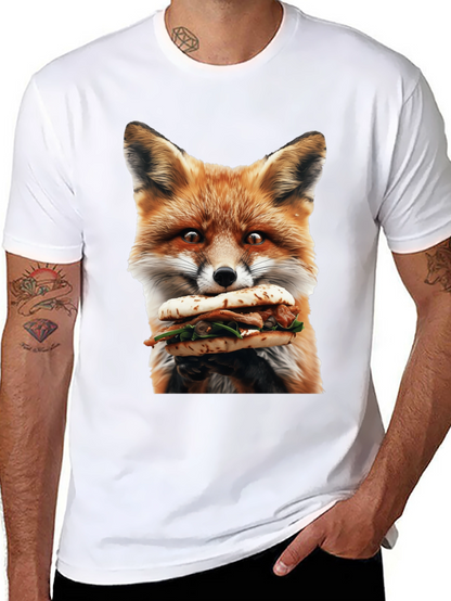 Fox Eating Sandwich Graphic T-Shirt