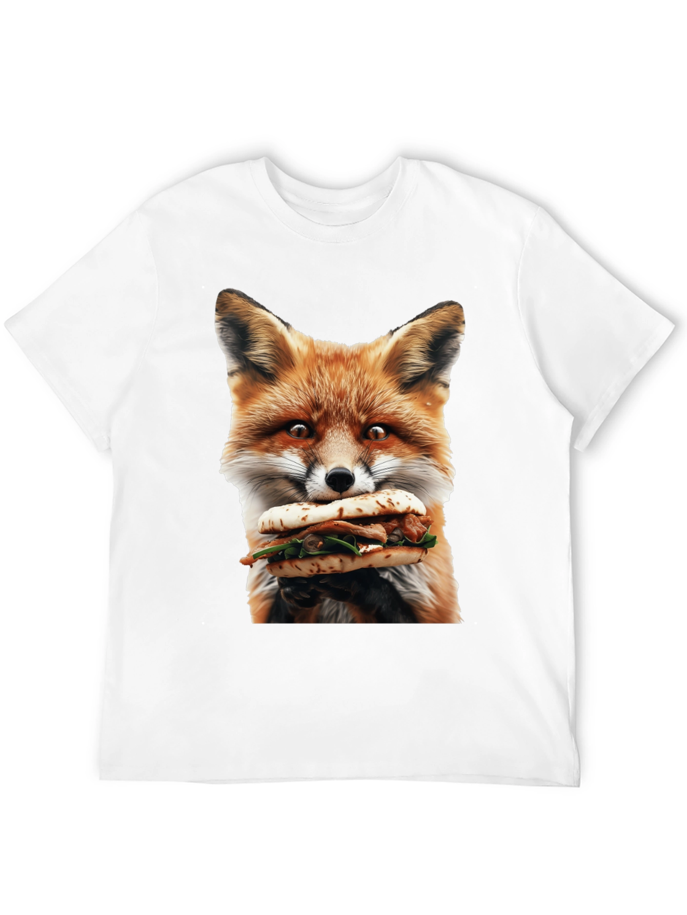 Fox Eating Sandwich Graphic T-Shirt