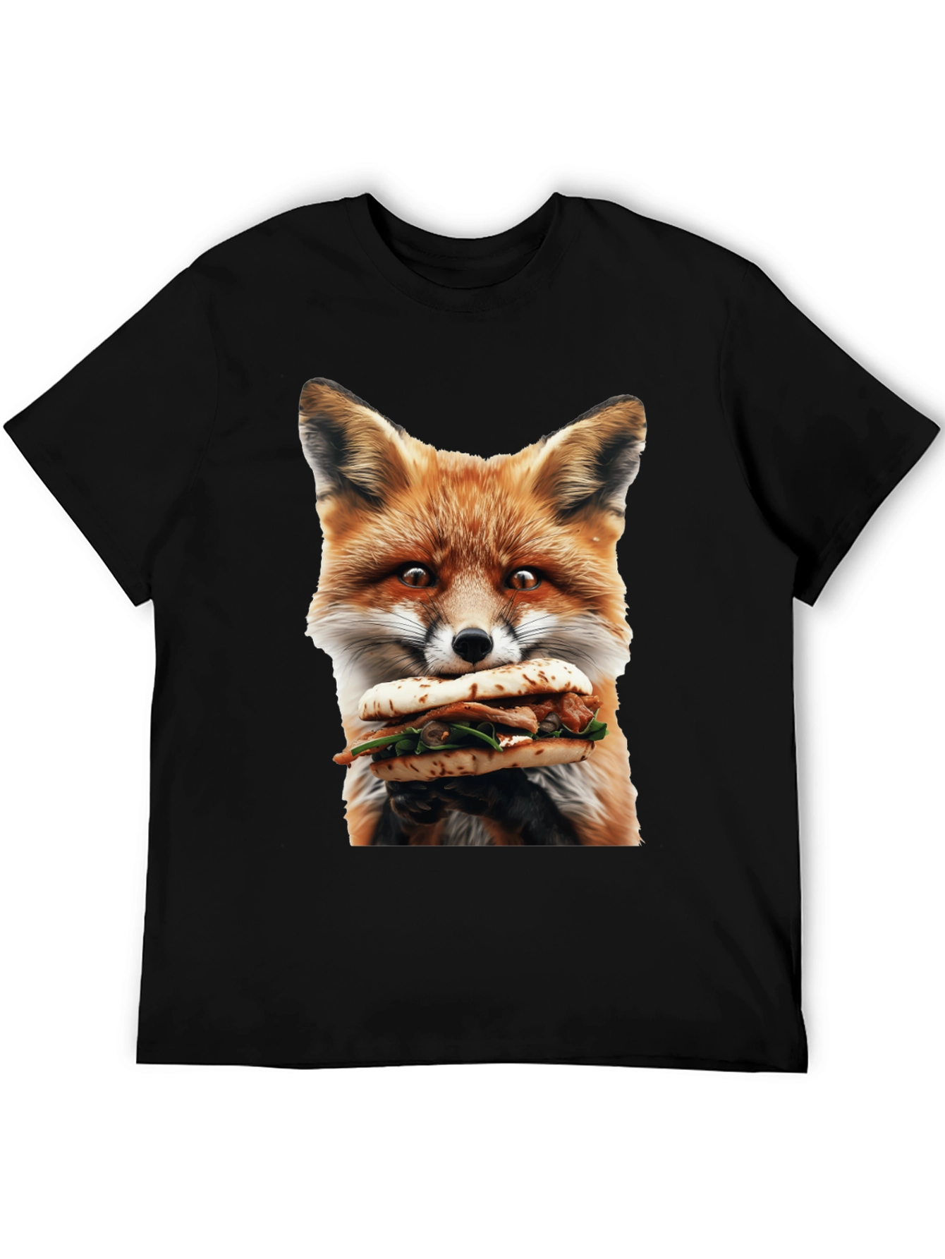 Fox Eating Sandwich Graphic T-Shirt