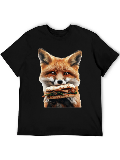 Fox Eating Sandwich Graphic T-Shirt