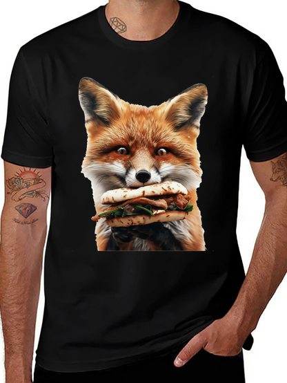 Fox Eating Sandwich Graphic T-Shirt