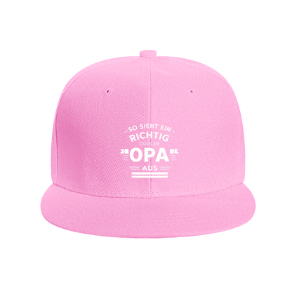 Cool Opa German Slogan Navy Flat Brim Snapback Sun Hat, Funny Grandpa Gift Headwear