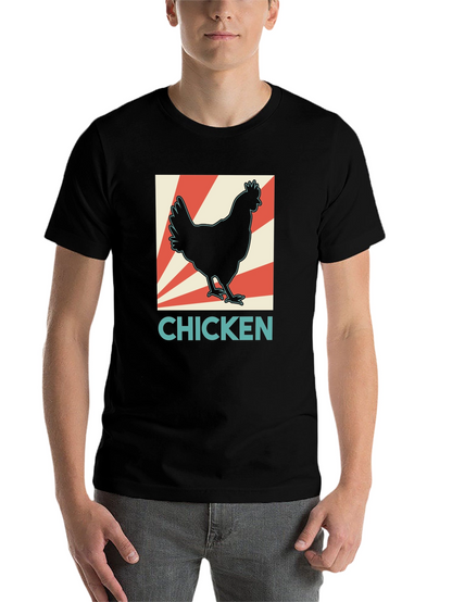 Chicken Graphic Tee - Retro Style Black T-Shirt