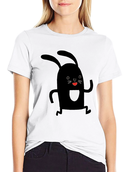 Black Rabbit Graphic Tee - Soft Cotton Casual Shirt