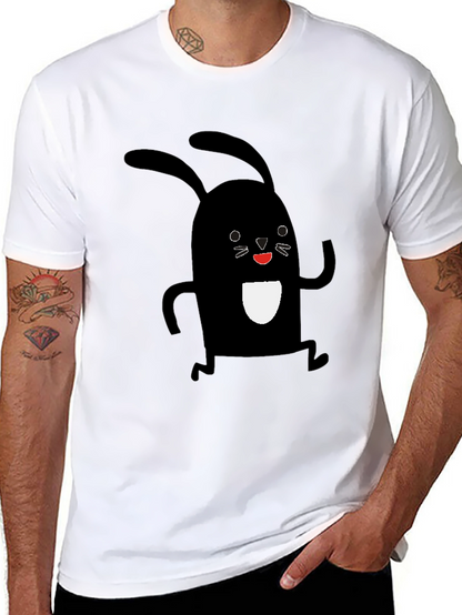 Black Rabbit Graphic Tee - Soft Cotton Casual Shirt