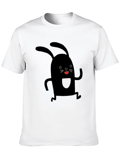 Black Rabbit Graphic Tee - Soft Cotton Casual Shirt