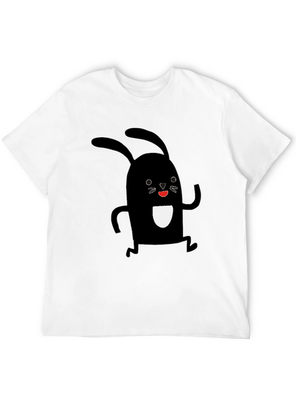 Black Rabbit Graphic Tee - Soft Cotton Casual Shirt