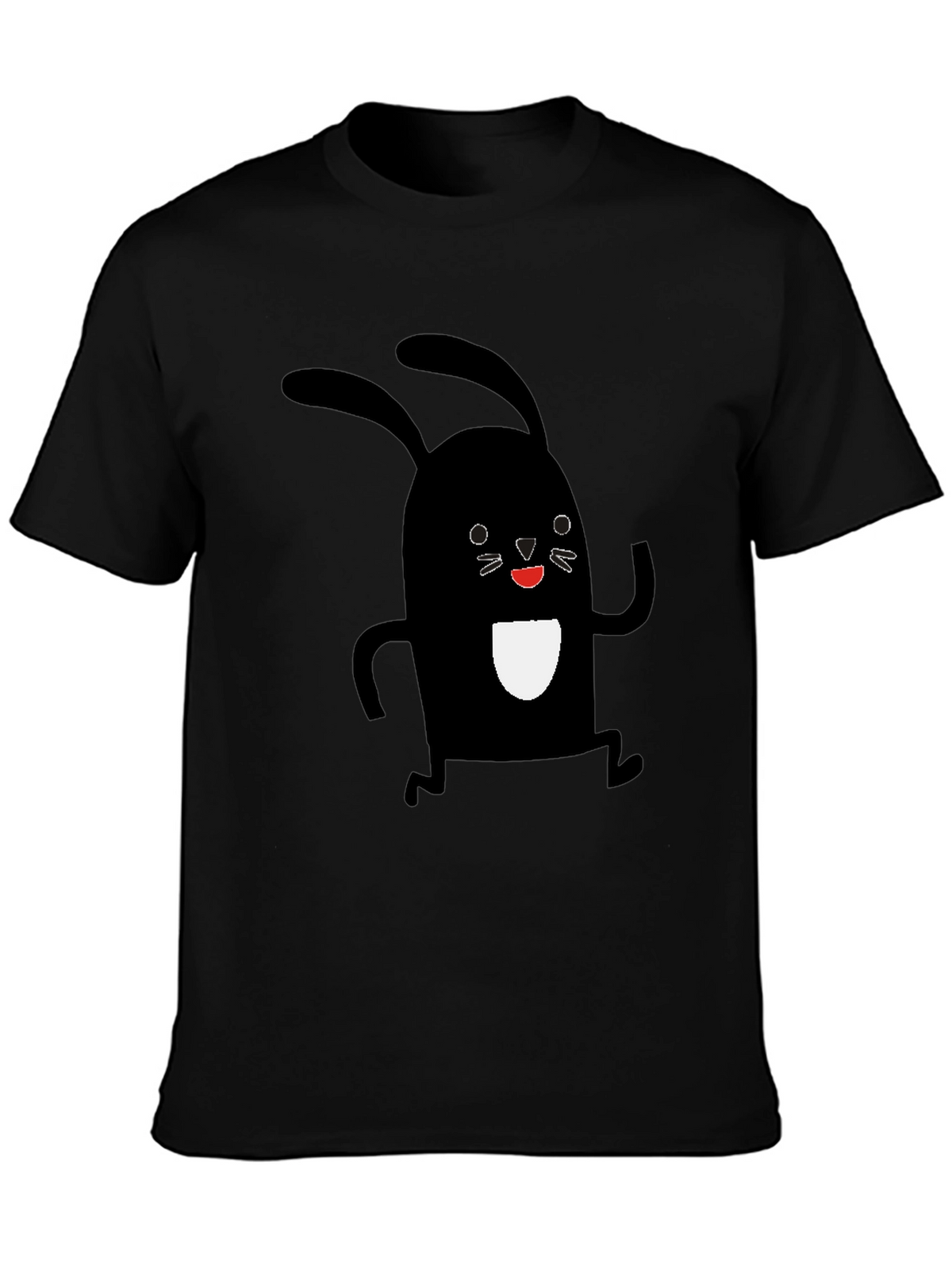 Black Rabbit Graphic Tee - Soft Cotton Casual Shirt