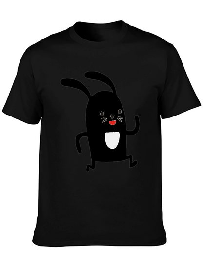 Black Rabbit Graphic Tee - Soft Cotton Casual Shirt