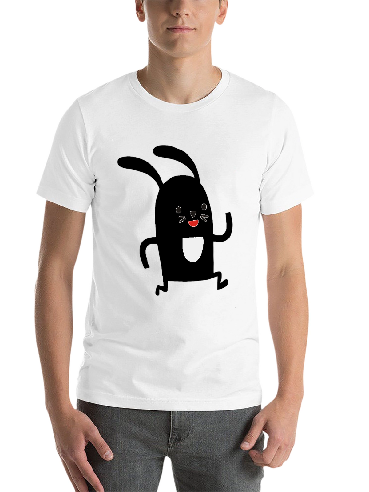 Black Rabbit Graphic Tee - Soft Cotton Casual Shirt