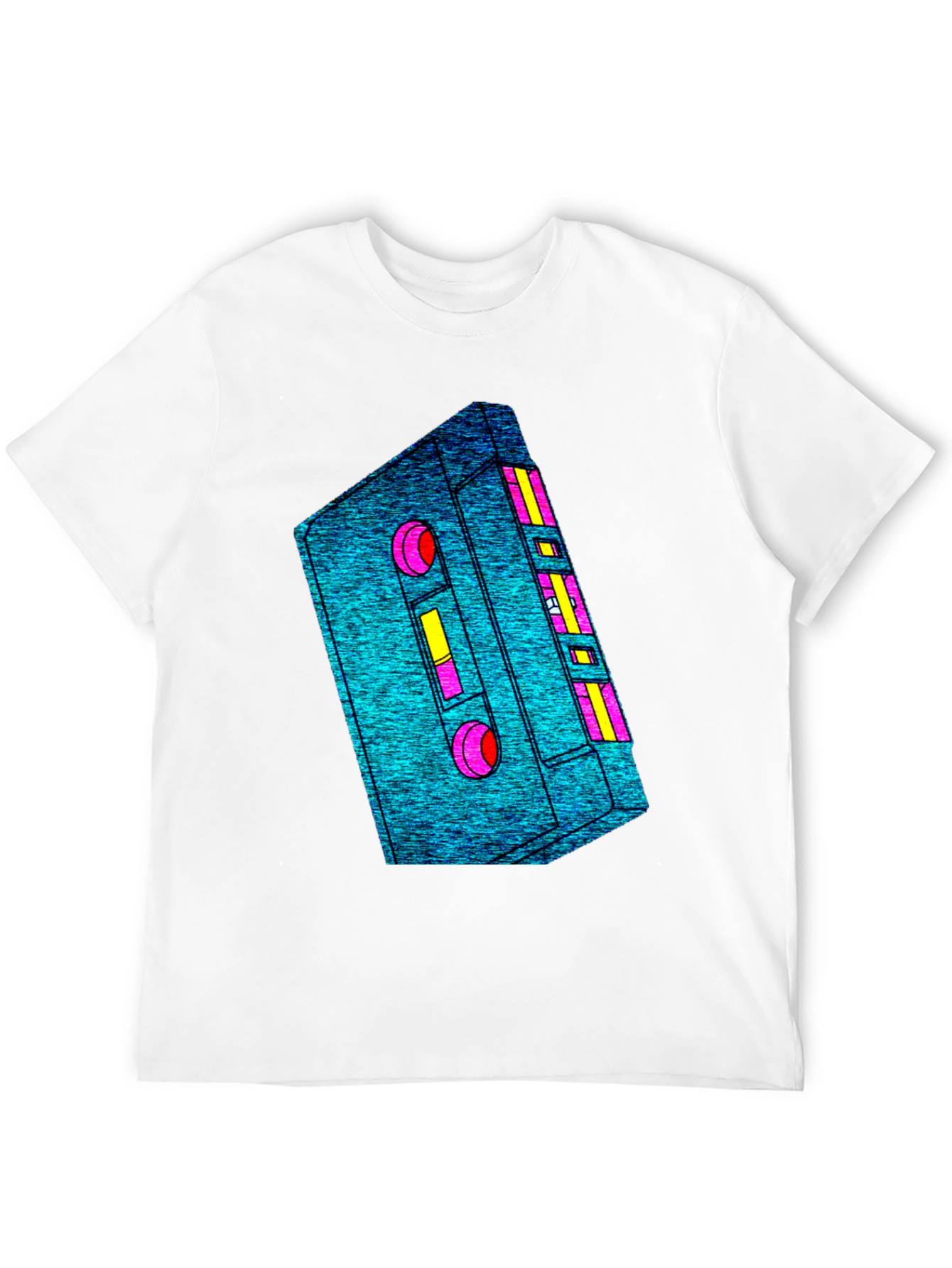 Retro Cassette Tape Graphic Tee - Black Cotton T-Shirt