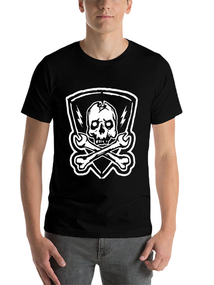 Skull & Wrenches Graphic Tee - Edgy Black T-Shirt