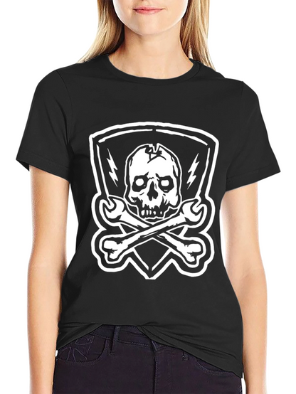 Skull & Wrenches Graphic Tee - Edgy Black T-Shirt