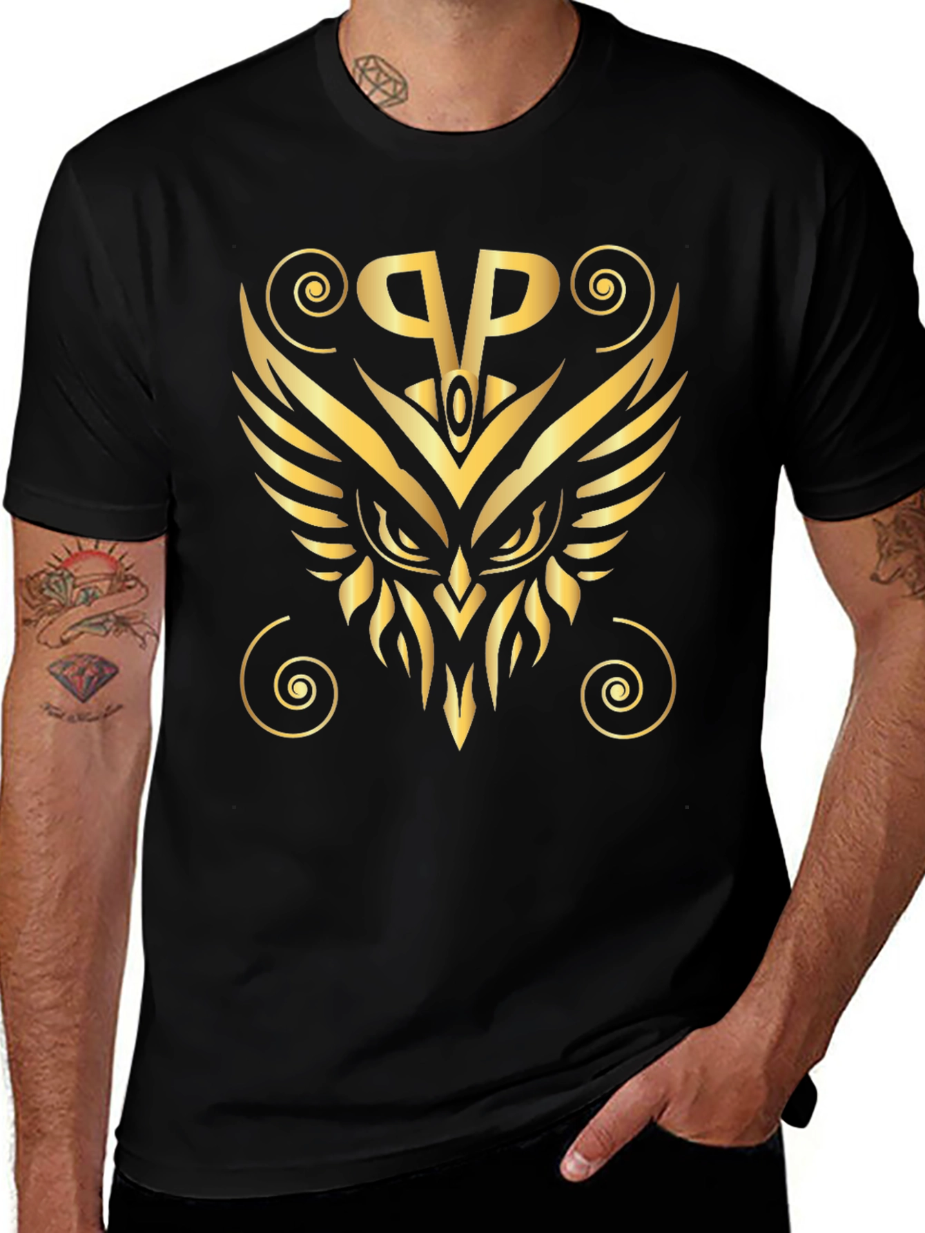 Golden Owl Logo Black T-Shirt