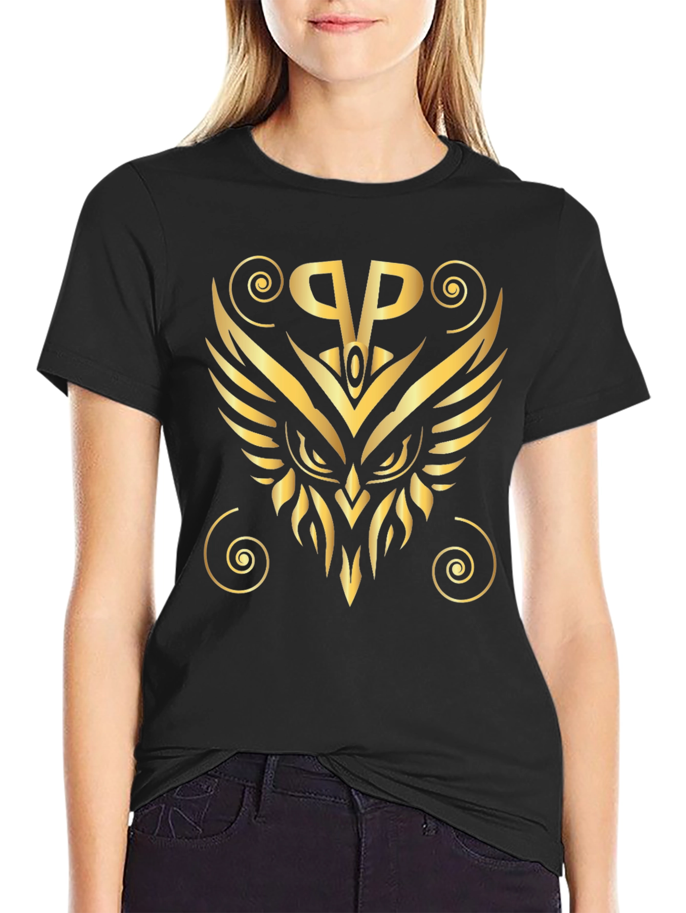 Golden Owl Logo Black T-Shirt