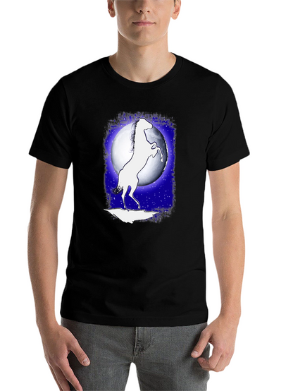 Horse Silhouette Moon Graphic Black T-Shirt