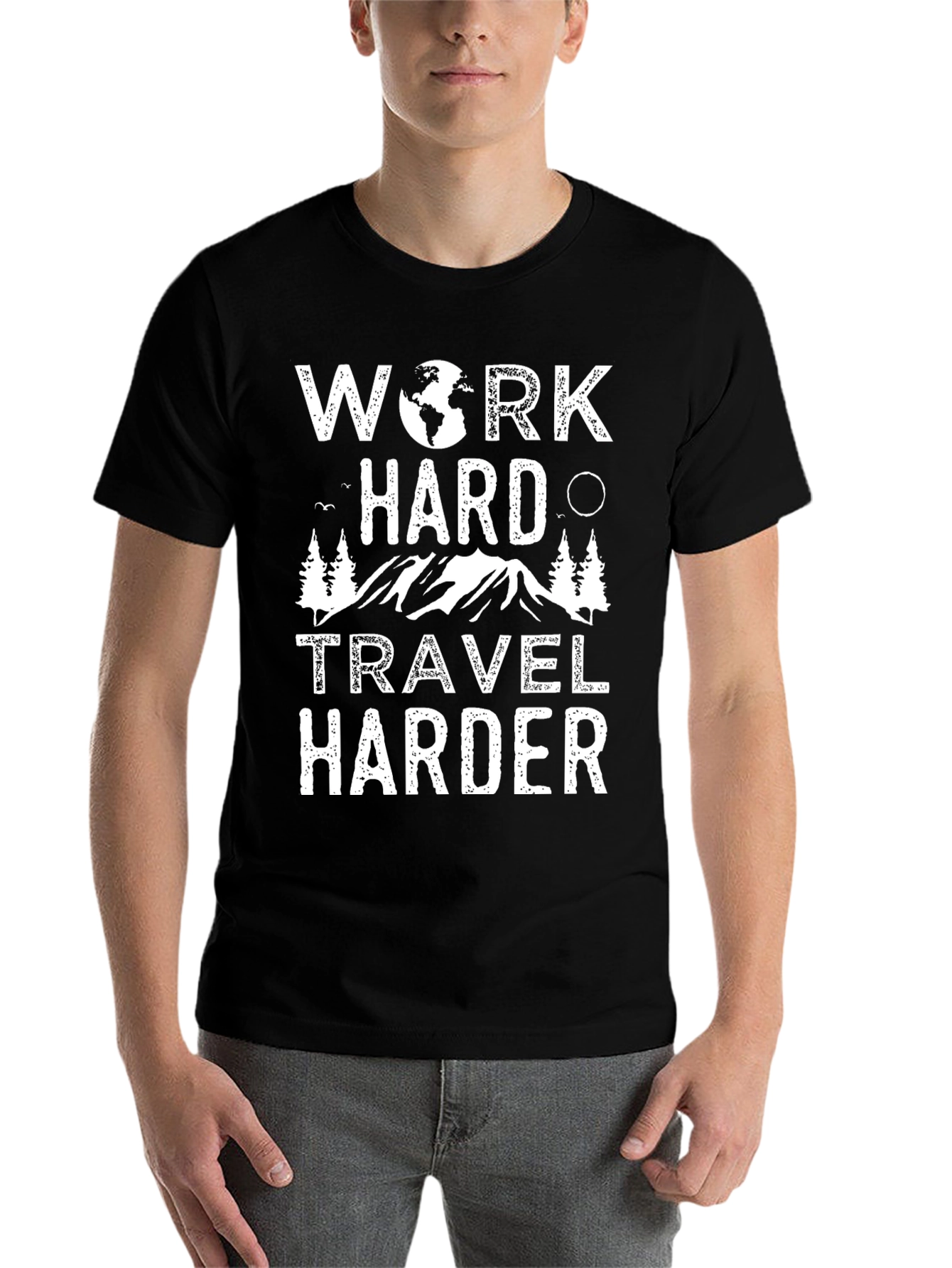 Work Hard Travel Harder Graphic Tee - Black