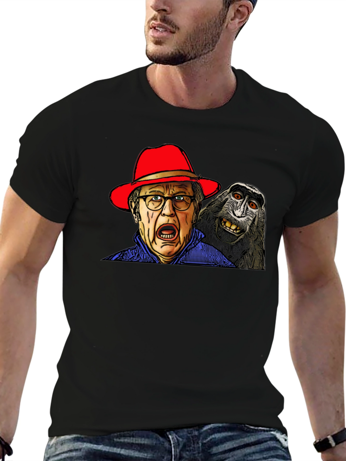 Strange Mens T-Shirt with Monkey