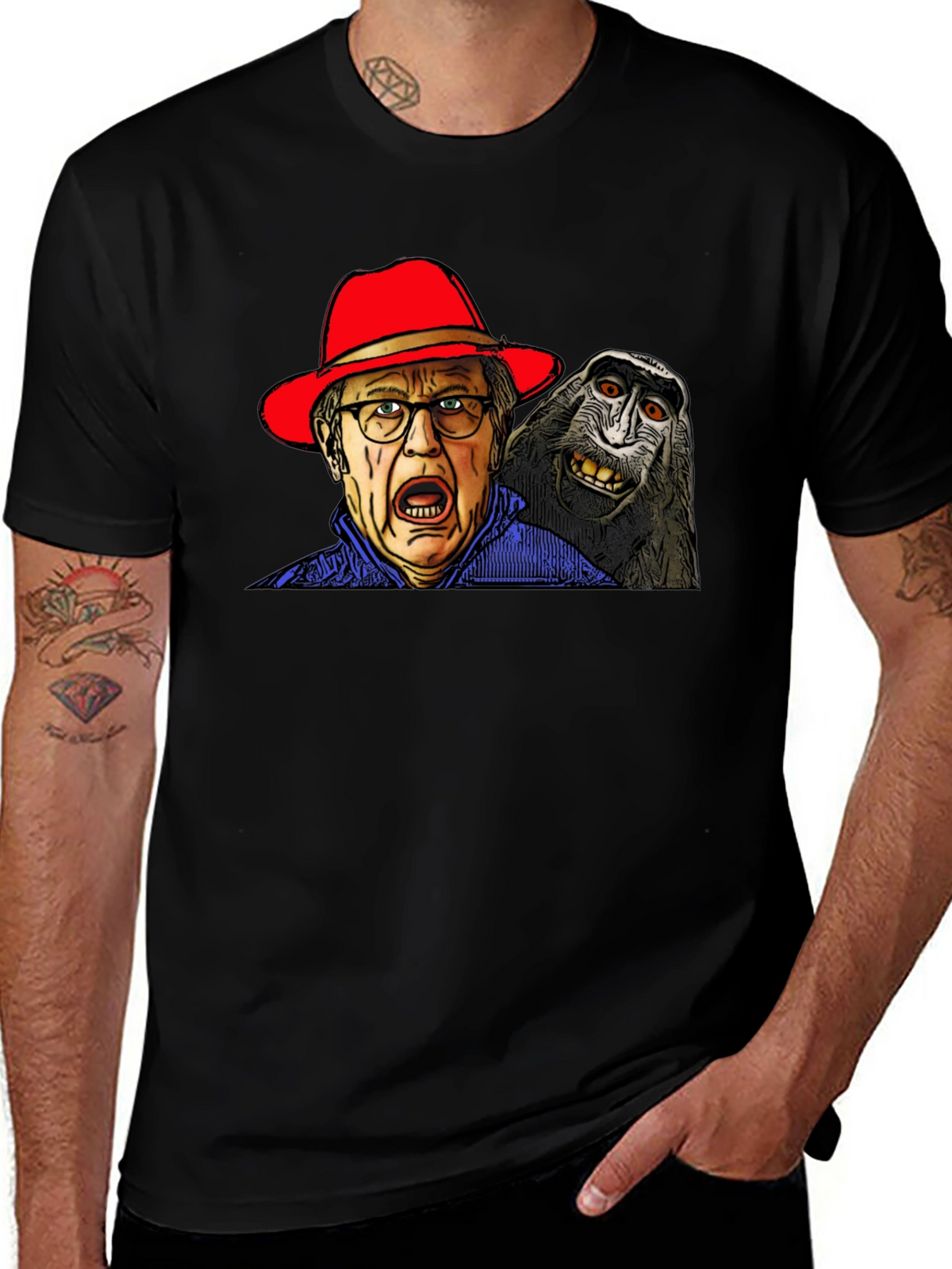 Strange Mens T-Shirt with Monkey