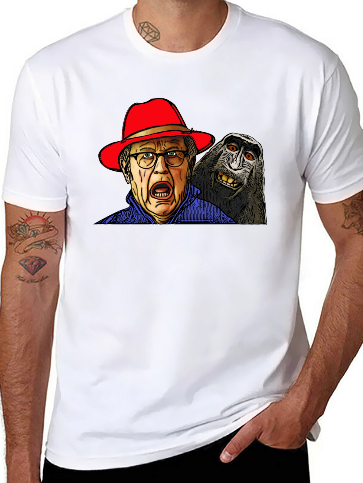 Strange Mens T-Shirt with Monkey