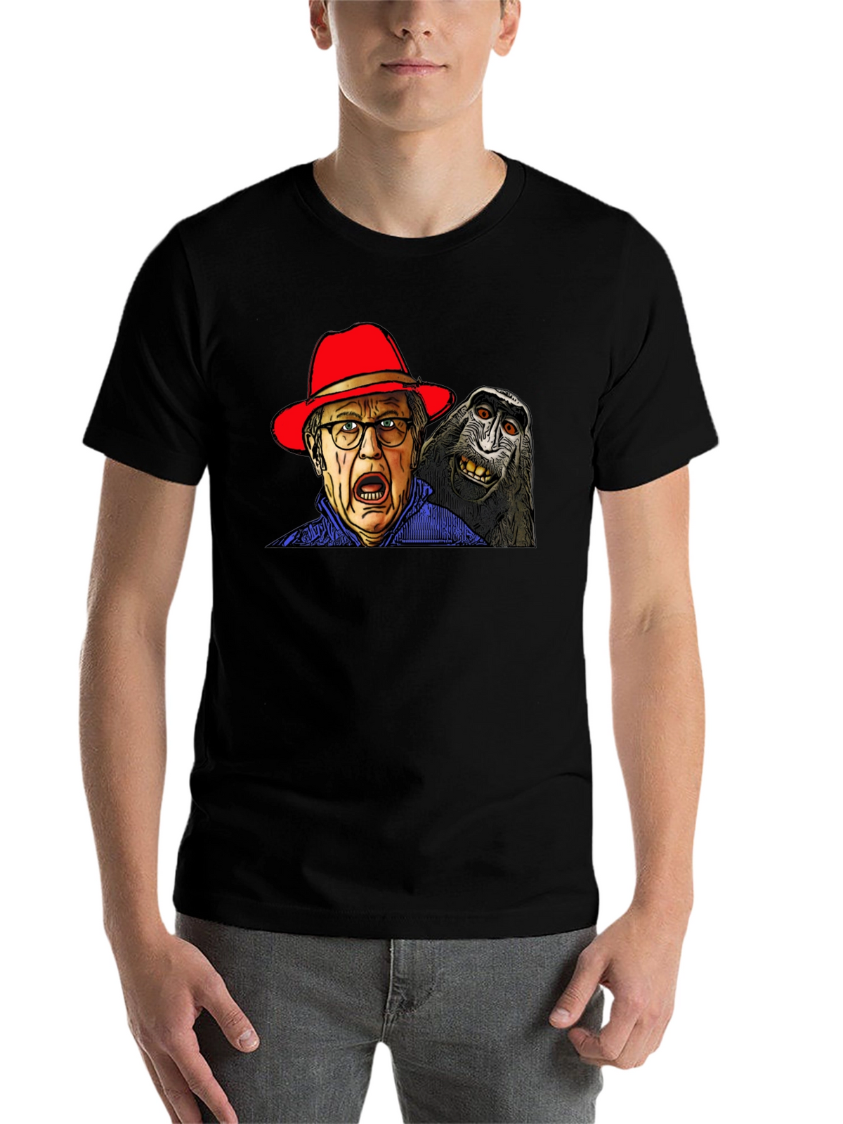 Strange Mens T-Shirt with Monkey