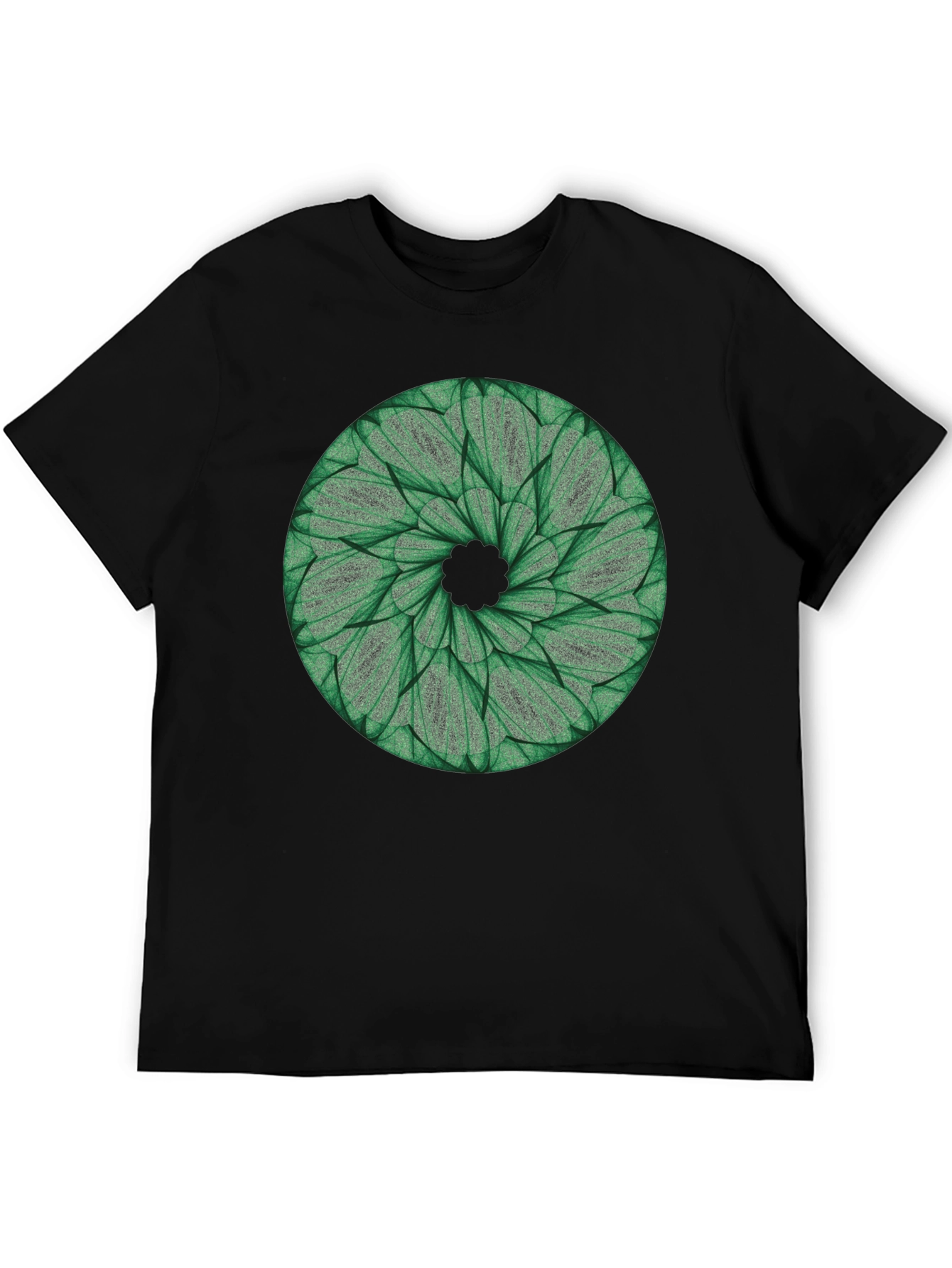 Green Leaf Mandala T-Shirt - Nature Inspired Design