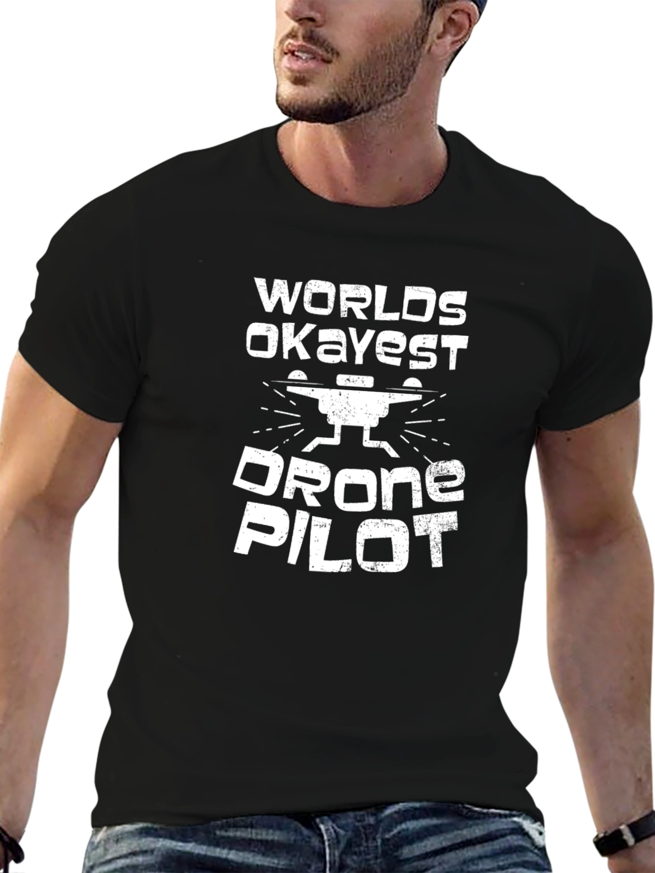 Worlds Okayest Drone Pilot - Funny Mens T-Shirt