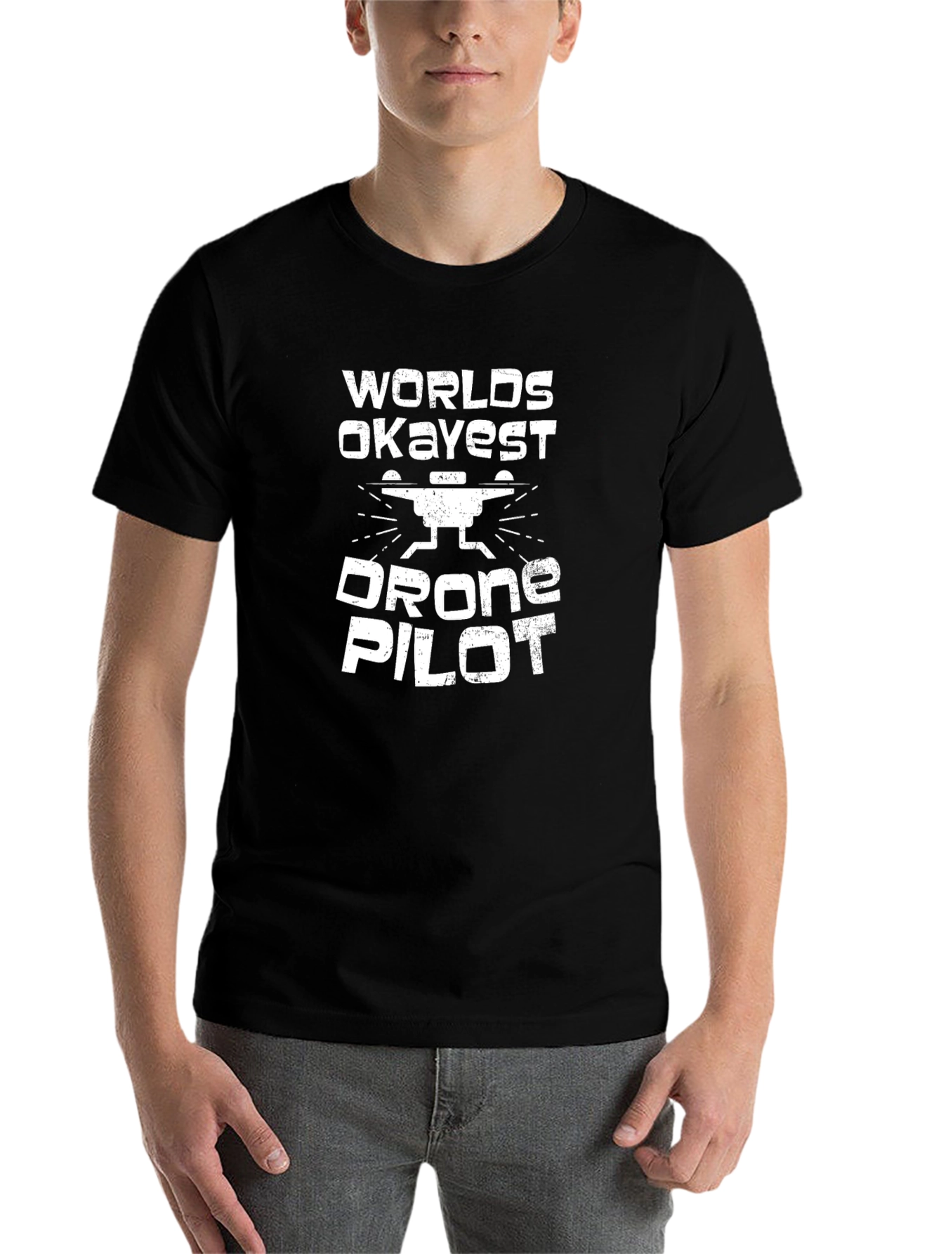 Worlds Okayest Drone Pilot - Funny Mens T-Shirt