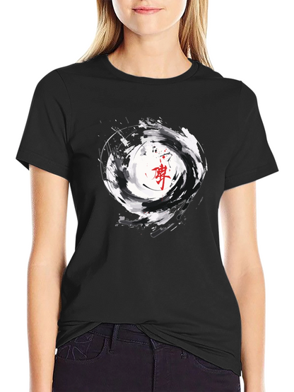 Black T-Shirt with Swirl Graphic