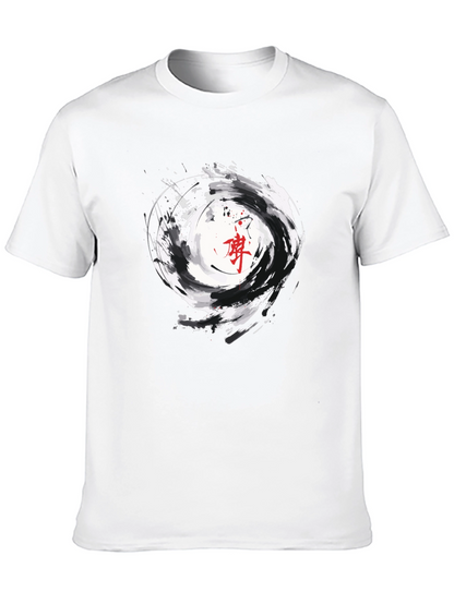 Black T-Shirt with Swirl Graphic