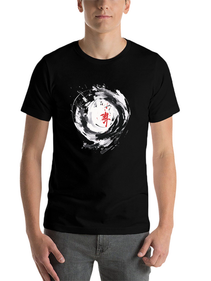 Black T-Shirt with Swirl Graphic