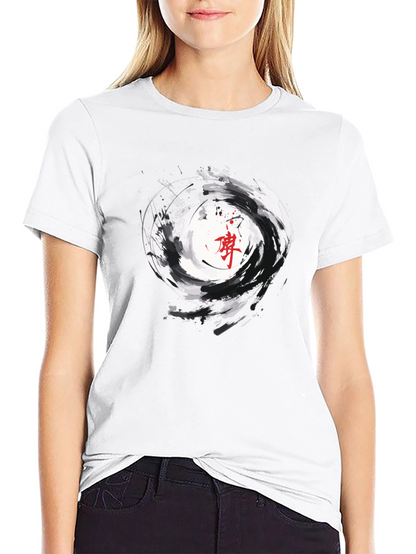 Black T-Shirt with Swirl Graphic