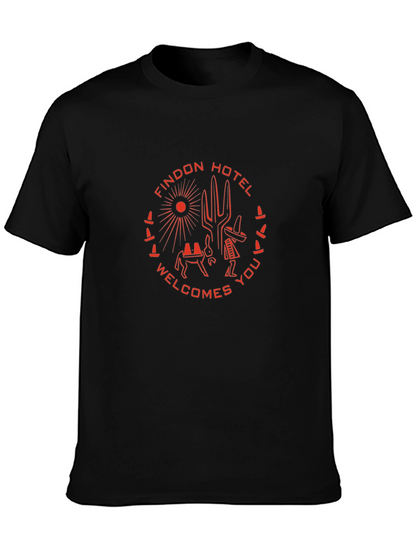 Findon Hotel Graphic Tee - Desert Motif Black T-Shirt